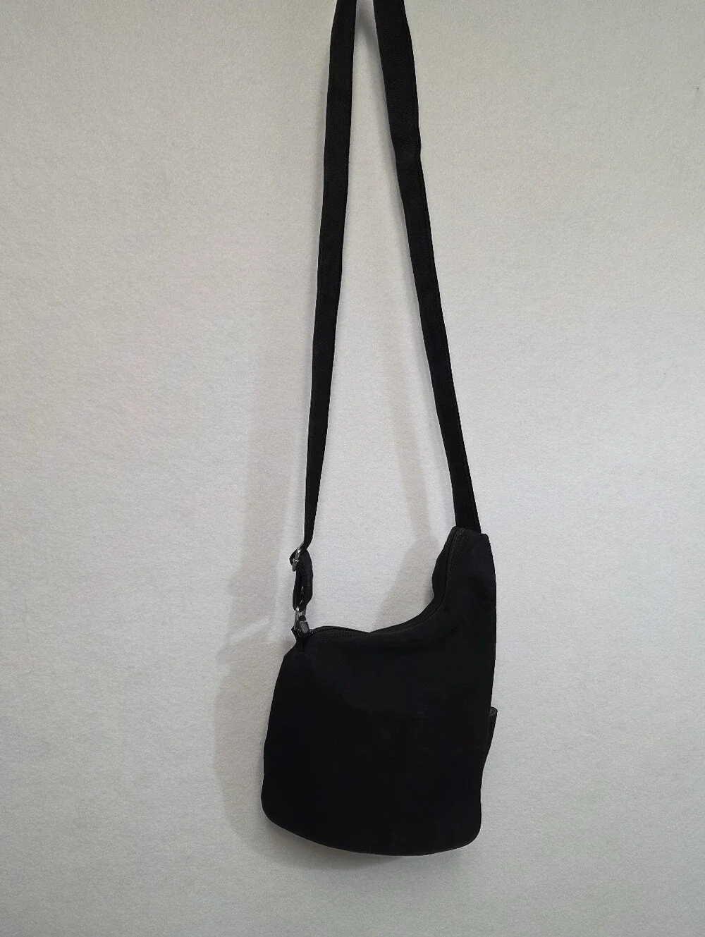 HOBO International Black Messenger Crossbody Nylon Canvas Bag